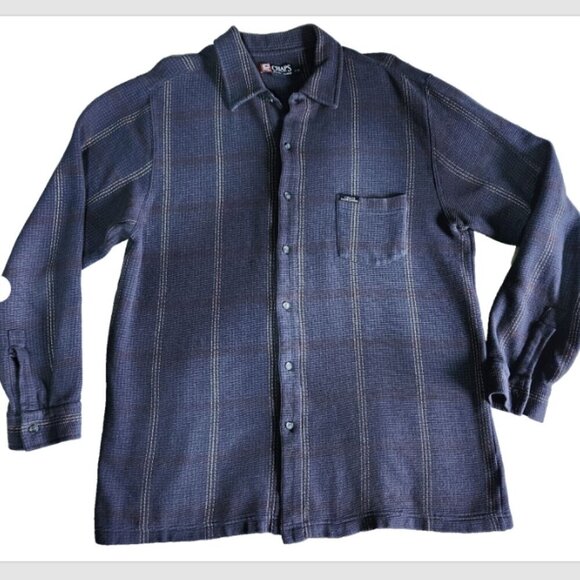 Chaps Ralph Lauren Shirt Men's Large Long Sleeve Button Up Blue Stripes Cotton - Picture 1 of 10